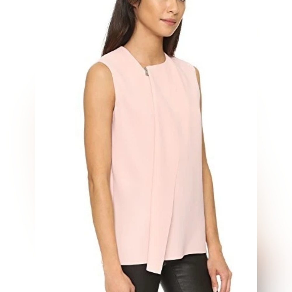 Vince Drape Laser Cut Zip Neck Shell Sleeveless Blouse Size 2XS